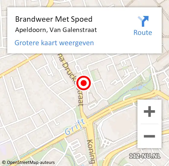 Locatie op kaart van de 112 melding: Brandweer Met Spoed Naar Apeldoorn, Van Galenstraat op 26 juli 2014 15:51