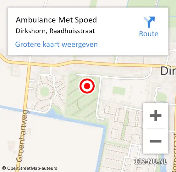 Locatie op kaart van de 112 melding: Ambulance Met Spoed Naar Dirkshorn, Raadhuisstraat op 16 augustus 2022 17:06