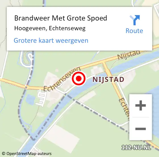 Locatie op kaart van de 112 melding: Brandweer Met Grote Spoed Naar Hoogeveen, Echtenseweg op 16 augustus 2022 17:15