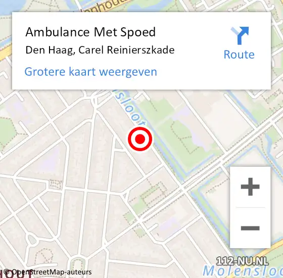 Locatie op kaart van de 112 melding: Ambulance Met Spoed Naar Den Haag, Carel Reinierszkade op 16 augustus 2022 17:19