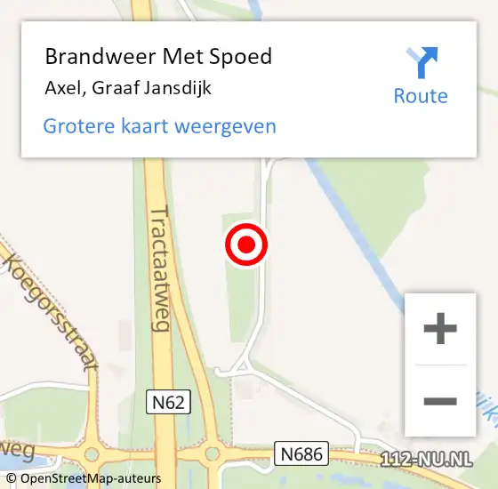 Locatie op kaart van de 112 melding: Brandweer Met Spoed Naar Axel, Graaf Jansdijk op 16 augustus 2022 17:27