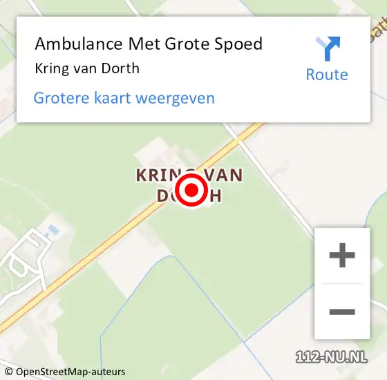 Locatie op kaart van de 112 melding: Ambulance Met Grote Spoed Naar Kring van Dorth op 16 augustus 2022 17:47