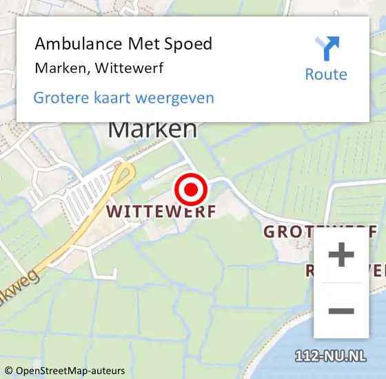 Locatie op kaart van de 112 melding: Ambulance Met Spoed Naar Marken, Wittewerf op 16 augustus 2022 18:21