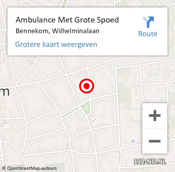 Locatie op kaart van de 112 melding: Ambulance Met Grote Spoed Naar Bennekom, Wilhelminalaan op 16 augustus 2022 18:41