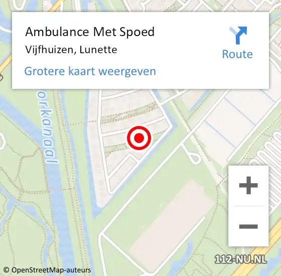 Locatie op kaart van de 112 melding: Ambulance Met Spoed Naar Vijfhuizen, Lunette op 16 augustus 2022 18:45