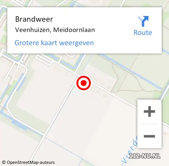 Locatie op kaart van de 112 melding: Brandweer Veenhuizen, Meidoornlaan op 16 augustus 2022 18:49