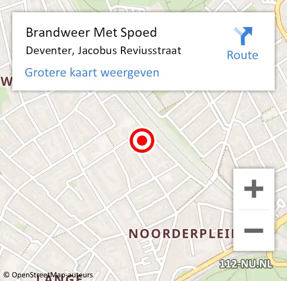 Locatie op kaart van de 112 melding: Brandweer Met Spoed Naar Deventer, Jacobus Reviusstraat op 16 augustus 2022 18:59