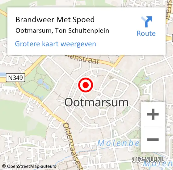 Locatie op kaart van de 112 melding: Brandweer Met Spoed Naar Ootmarsum, Ton Schultenplein op 16 augustus 2022 19:41