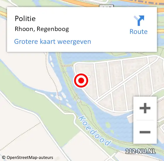 Locatie op kaart van de 112 melding: Politie Rhoon, Regenboog op 16 augustus 2022 19:44