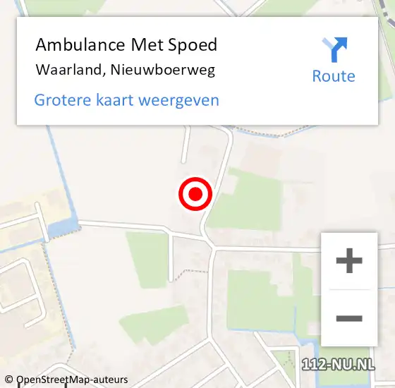 Locatie op kaart van de 112 melding: Ambulance Met Spoed Naar Waarland, Nieuwboerweg op 16 augustus 2022 20:08