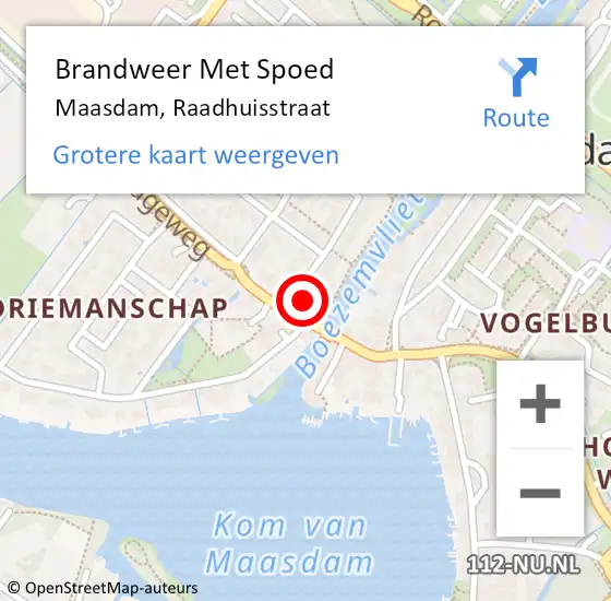 Locatie op kaart van de 112 melding: Brandweer Met Spoed Naar Maasdam, Raadhuisstraat op 16 augustus 2022 20:20