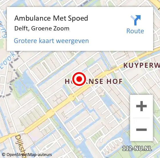 Locatie op kaart van de 112 melding: Ambulance Met Spoed Naar Delft, Groene Zoom op 16 augustus 2022 20:39