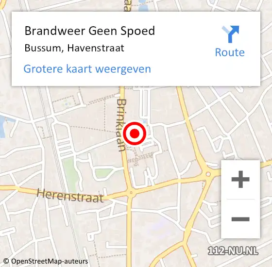 Locatie op kaart van de 112 melding: Brandweer Geen Spoed Naar Bussum, Havenstraat op 16 augustus 2022 20:48