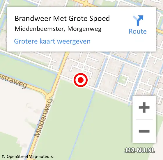 Locatie op kaart van de 112 melding: Brandweer Met Grote Spoed Naar Middenbeemster, Morgenweg op 16 augustus 2022 21:27