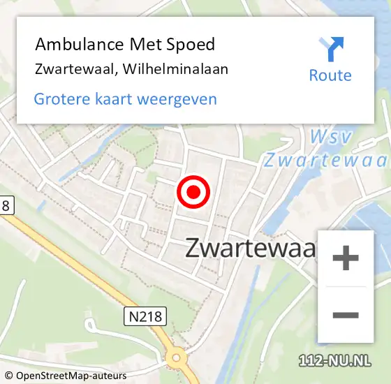 Locatie op kaart van de 112 melding: Ambulance Met Spoed Naar Zwartewaal, Wilhelminalaan op 16 augustus 2022 21:47