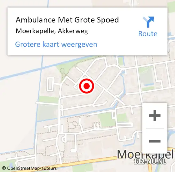 Locatie op kaart van de 112 melding: Ambulance Met Grote Spoed Naar Moerkapelle, Akkerweg op 16 augustus 2022 22:09