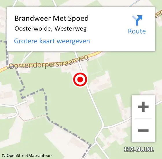 Locatie op kaart van de 112 melding: Brandweer Met Spoed Naar Oosterwolde, Westerweg op 16 augustus 2022 22:41