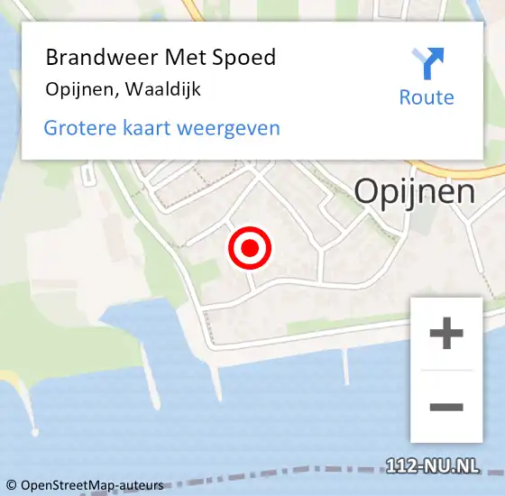 Locatie op kaart van de 112 melding: Brandweer Met Spoed Naar Opijnen, Waaldijk op 16 augustus 2022 23:05