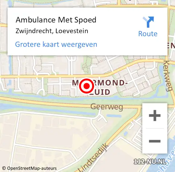 Locatie op kaart van de 112 melding: Ambulance Met Spoed Naar Zwijndrecht, Loevestein op 16 augustus 2022 23:05