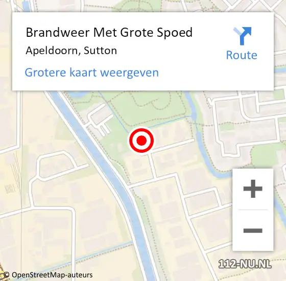 Locatie op kaart van de 112 melding: Brandweer Met Grote Spoed Naar Apeldoorn, Sutton op 16 augustus 2022 23:06