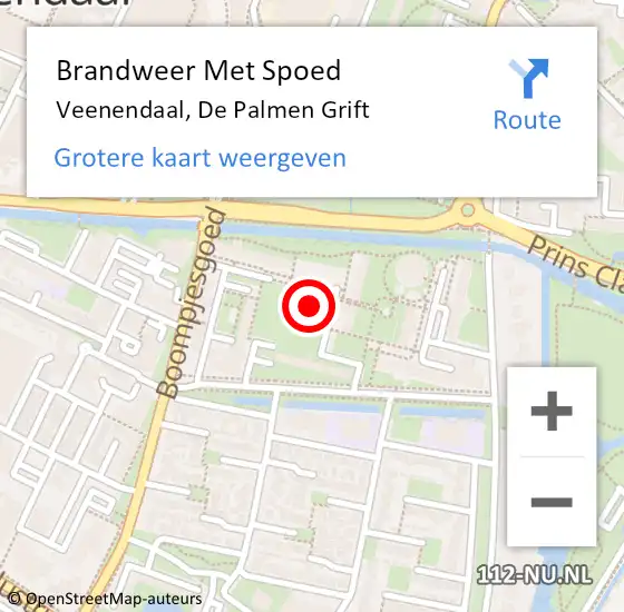 Locatie op kaart van de 112 melding: Brandweer Met Spoed Naar Veenendaal, De Palmen Grift op 17 augustus 2022 00:14