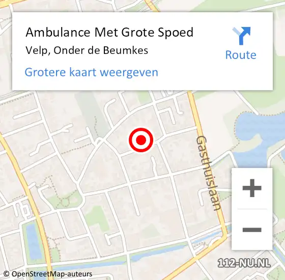 Locatie op kaart van de 112 melding: Ambulance Met Grote Spoed Naar Velp, Onder de Beumkes op 17 augustus 2022 00:39