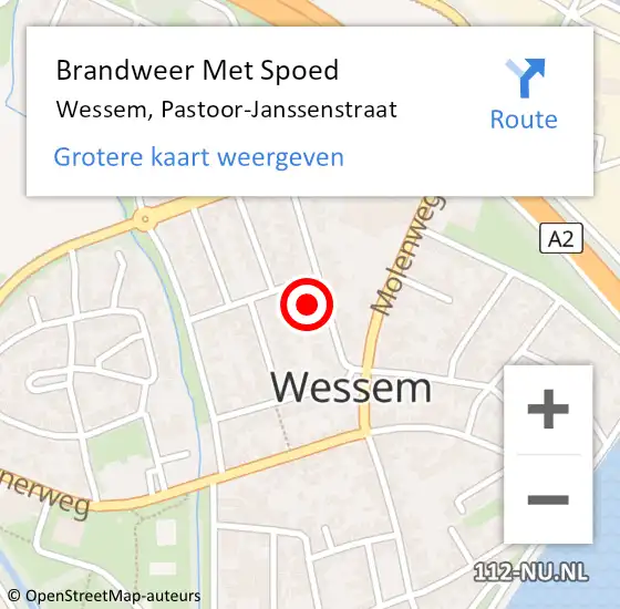 Locatie op kaart van de 112 melding: Brandweer Met Spoed Naar Wessem, Pastoor-Janssenstraat op 17 augustus 2022 00:45