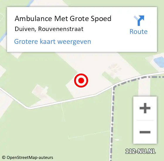 Locatie op kaart van de 112 melding: Ambulance Met Grote Spoed Naar Duiven, Rouvenenstraat op 17 augustus 2022 00:59