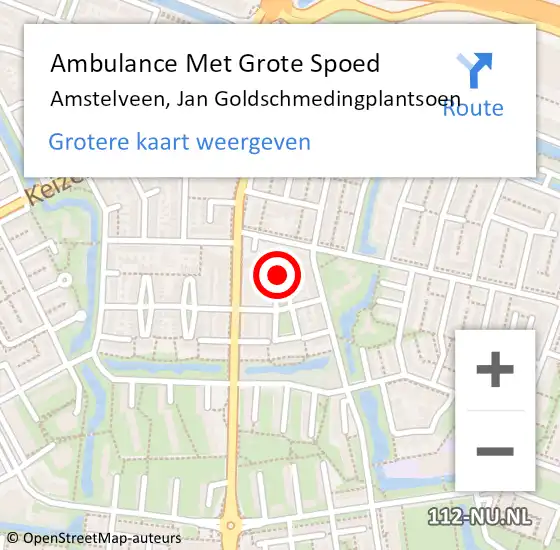 Locatie op kaart van de 112 melding: Ambulance Met Grote Spoed Naar Amstelveen, Jan Goldschmedingplantsoen op 17 augustus 2022 01:33