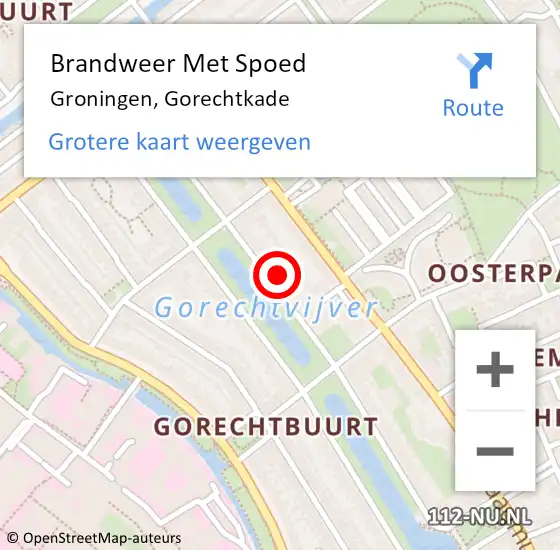 Locatie op kaart van de 112 melding: Brandweer Met Spoed Naar Groningen, Gorechtkade op 17 augustus 2022 02:57
