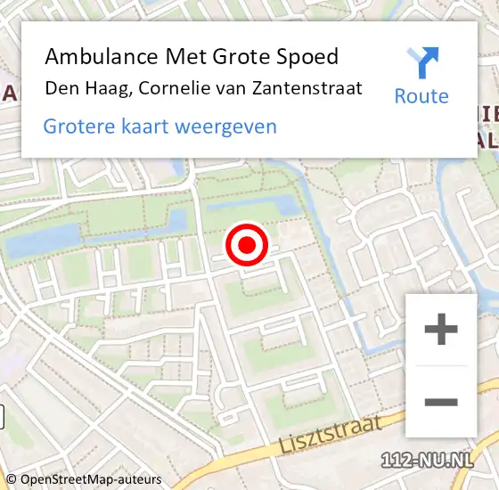 Locatie op kaart van de 112 melding: Ambulance Met Grote Spoed Naar Den Haag, Cornelie van Zantenstraat op 17 augustus 2022 03:08