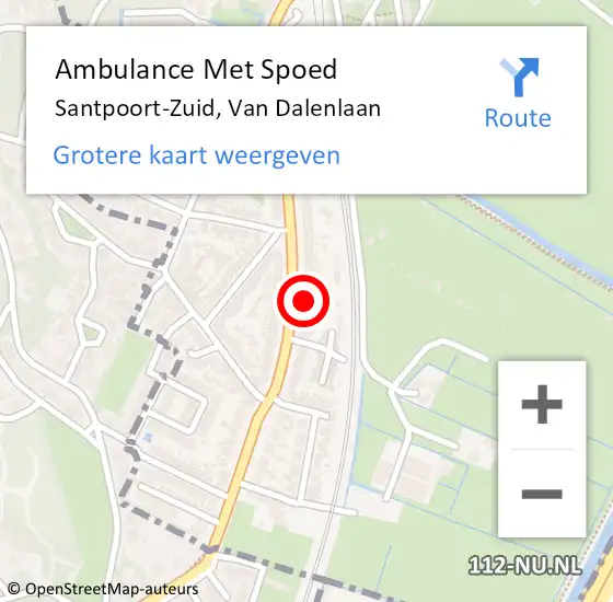 Locatie op kaart van de 112 melding: Ambulance Met Spoed Naar Santpoort-Zuid, Van Dalenlaan op 17 augustus 2022 06:08