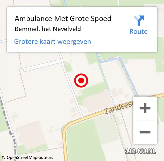 Locatie op kaart van de 112 melding: Ambulance Met Grote Spoed Naar Bemmel, het Nevelveld op 17 augustus 2022 07:56