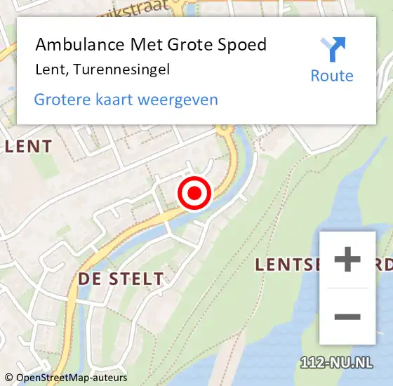 Locatie op kaart van de 112 melding: Ambulance Met Grote Spoed Naar Lent, Turennesingel op 17 augustus 2022 08:14