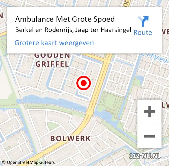 Locatie op kaart van de 112 melding: Ambulance Met Grote Spoed Naar Berkel en Rodenrijs, Jaap ter Haarsingel op 17 augustus 2022 08:14