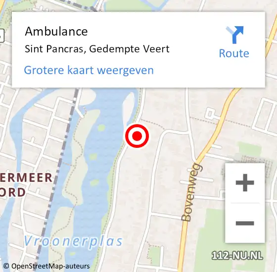 Locatie op kaart van de 112 melding: Ambulance Sint Pancras, Gedempte Veert op 17 augustus 2022 08:21