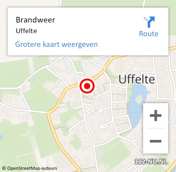 Locatie op kaart van de 112 melding: Brandweer Uffelte op 17 augustus 2022 08:45