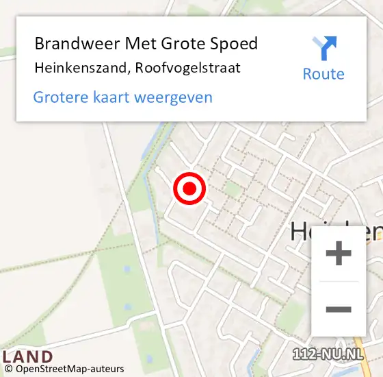 Locatie op kaart van de 112 melding: Brandweer Met Grote Spoed Naar Heinkenszand, Roofvogelstraat op 17 augustus 2022 10:07