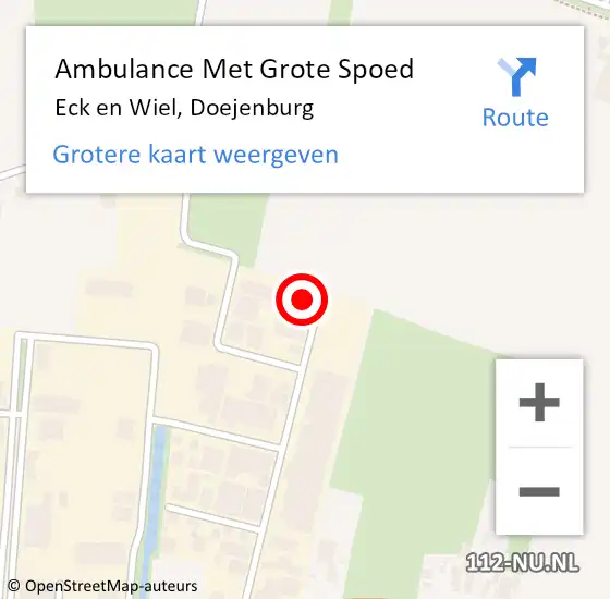 Locatie op kaart van de 112 melding: Ambulance Met Grote Spoed Naar Eck en Wiel, Doejenburg op 17 augustus 2022 10:17