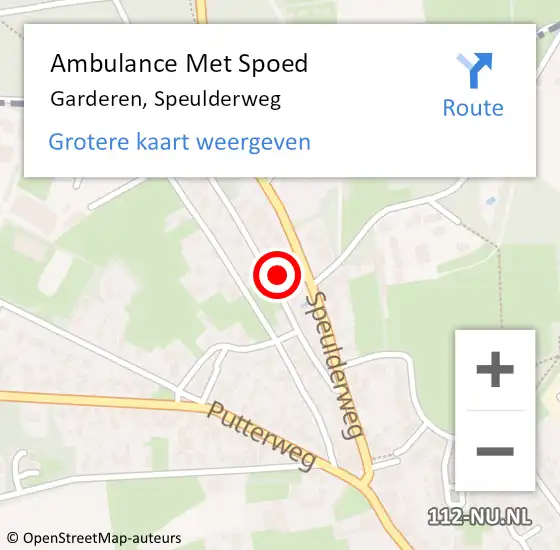 Locatie op kaart van de 112 melding: Ambulance Met Spoed Naar Garderen, Speulderweg op 17 augustus 2022 10:42