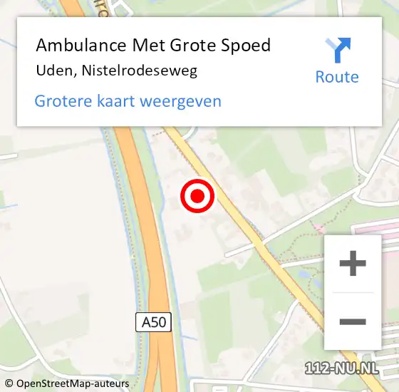 Locatie op kaart van de 112 melding: Ambulance Met Grote Spoed Naar Uden, Nistelrodeseweg op 17 augustus 2022 10:43