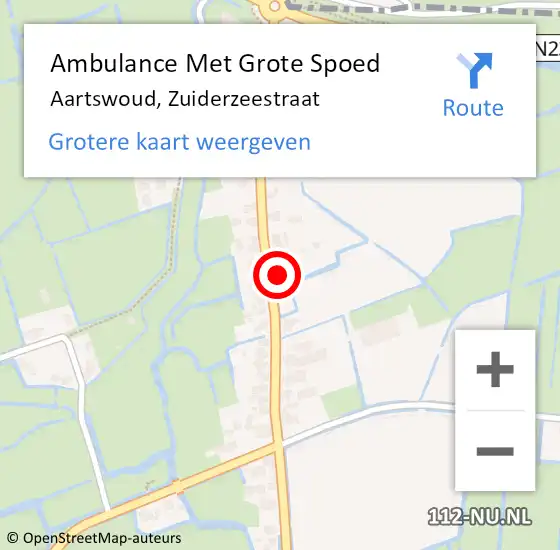 Locatie op kaart van de 112 melding: Ambulance Met Grote Spoed Naar Aartswoud, Zuiderzeestraat op 17 augustus 2022 10:57
