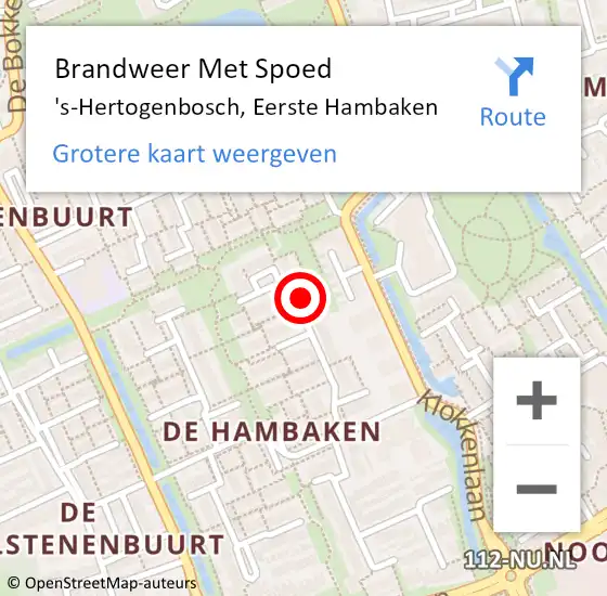 Locatie op kaart van de 112 melding: Brandweer Met Spoed Naar 's-Hertogenbosch, Eerste Hambaken op 17 augustus 2022 11:14