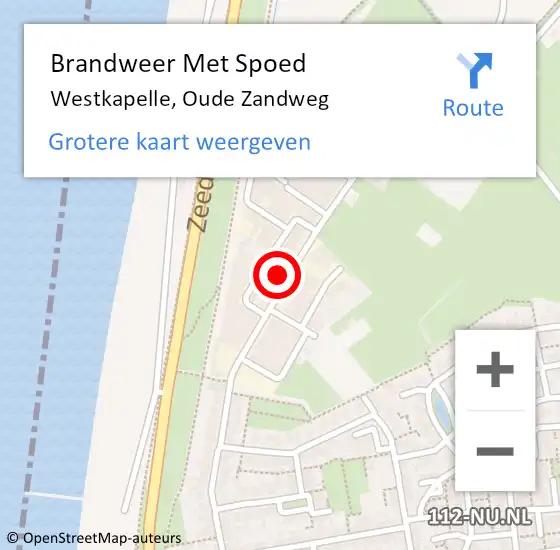 Locatie op kaart van de 112 melding: Brandweer Met Spoed Naar Westkapelle, Oude Zandweg op 17 augustus 2022 11:25