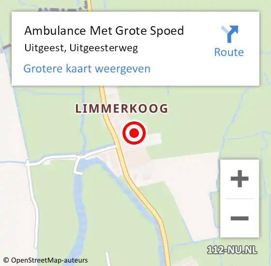 Locatie op kaart van de 112 melding: Ambulance Met Grote Spoed Naar Uitgeest, Uitgeesterweg op 17 augustus 2022 11:39