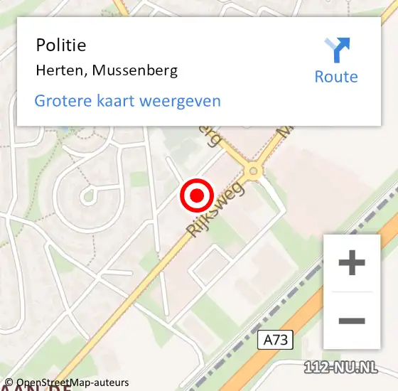 Locatie op kaart van de 112 melding: Politie Herten, Mussenberg op 17 augustus 2022 11:41