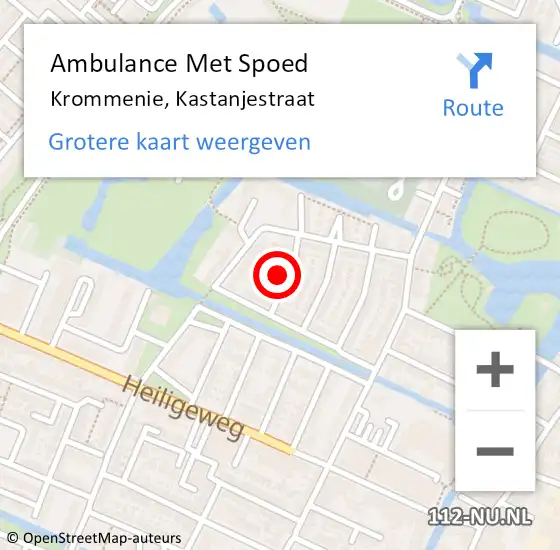 Locatie op kaart van de 112 melding: Ambulance Met Spoed Naar Krommenie, Kastanjestraat op 17 augustus 2022 11:41