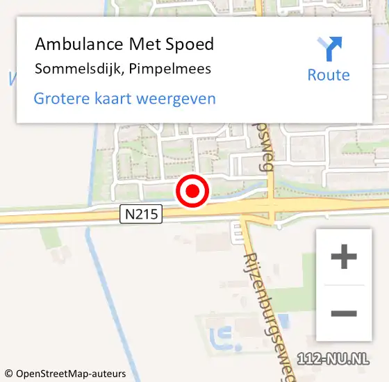 Locatie op kaart van de 112 melding: Ambulance Met Spoed Naar Sommelsdijk, Pimpelmees op 17 augustus 2022 12:10