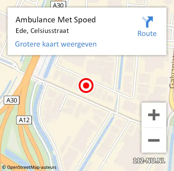 Locatie op kaart van de 112 melding: Ambulance Met Spoed Naar Ede, Celsiusstraat op 17 augustus 2022 12:14