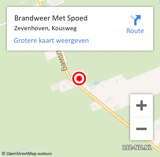 Locatie op kaart van de 112 melding: Brandweer Met Spoed Naar Zevenhoven, Kousweg op 17 augustus 2022 12:23